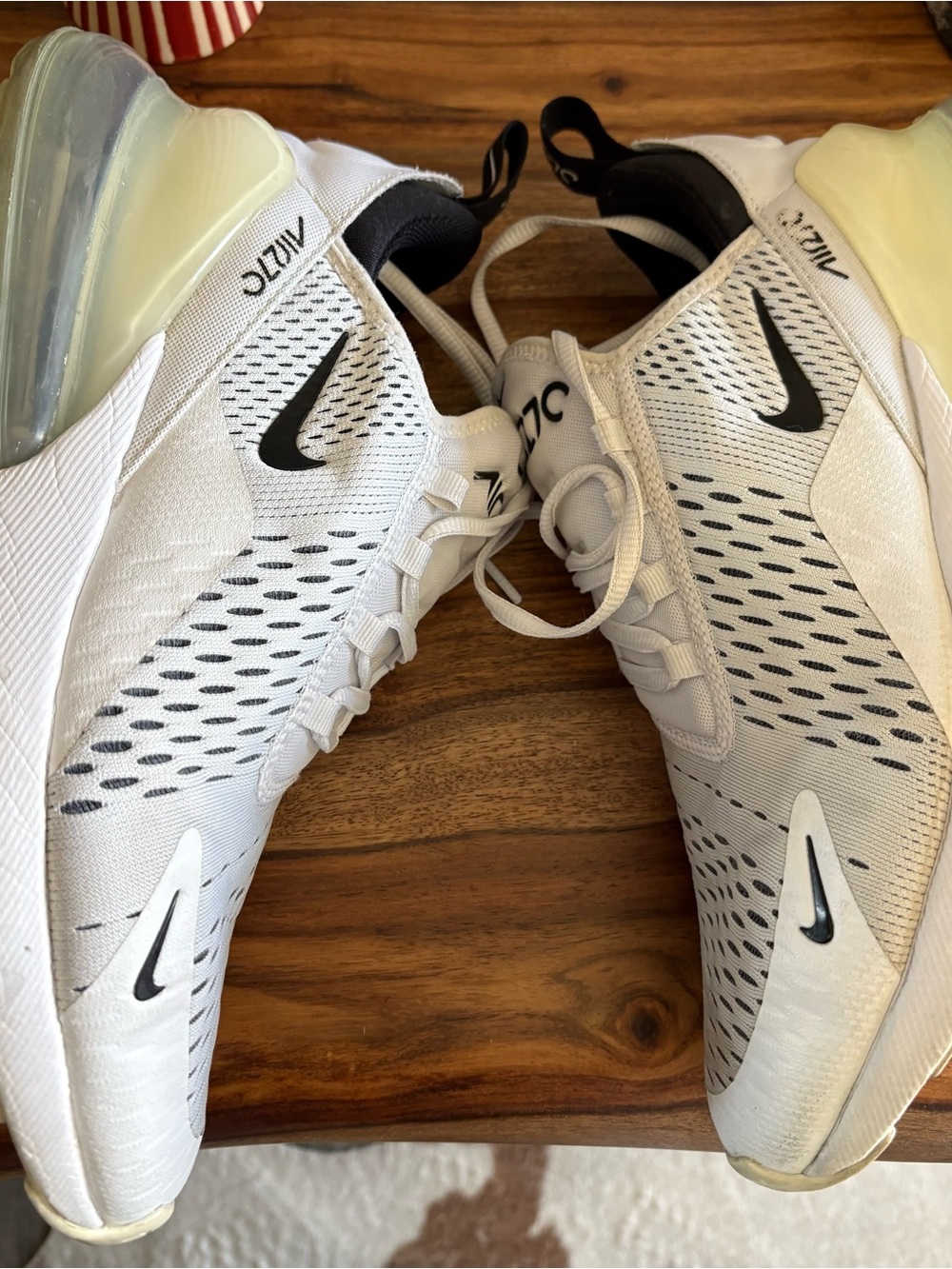Nike White and Black Air270 Athletic Sneakers
